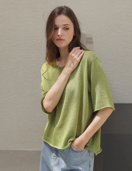 ドバーンローリングハーフニットトップス