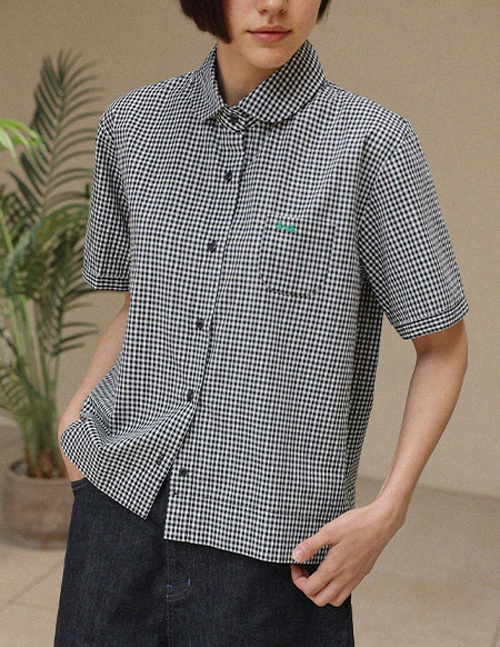 【送料無料】🌈[RR]ニロチェック刺繍シャツブラウス