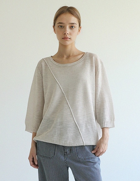 ディック斜線サマーニットトップス