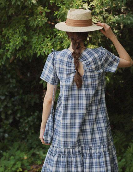 チェックシャーリングワンピース(バッグSET)