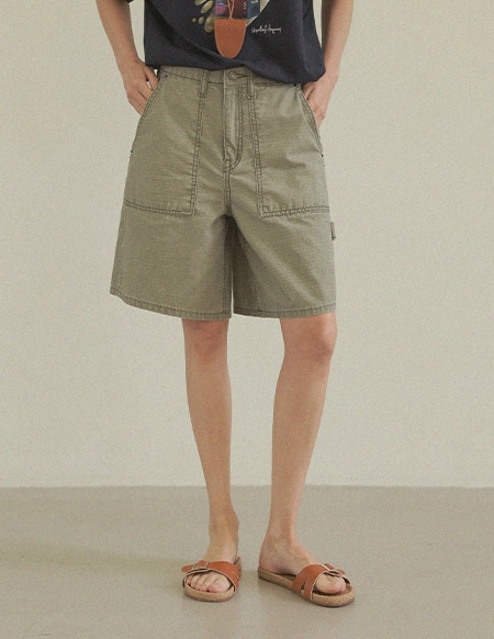 [RR]624アウトポケットショートパンツ_カーキ