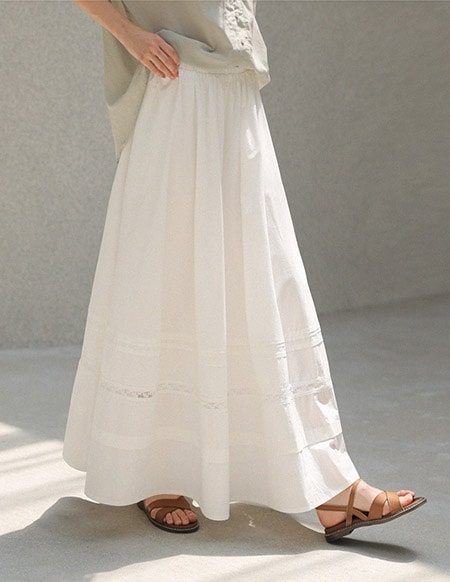 [RR]ドローストリングピンタックロングスカート