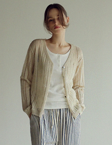 テラサマーケーブルニットカーディガン