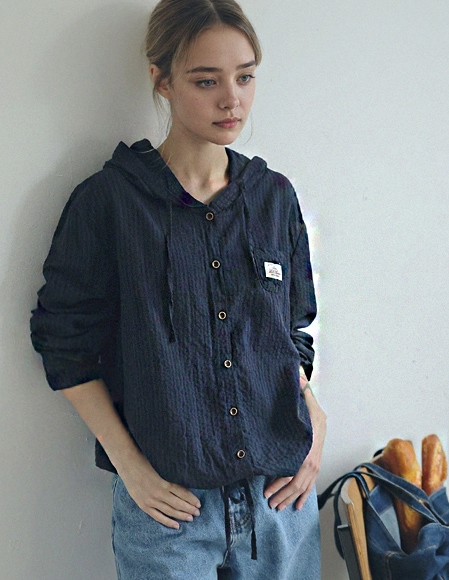 パッチ裾ひも付きパーカー_navy