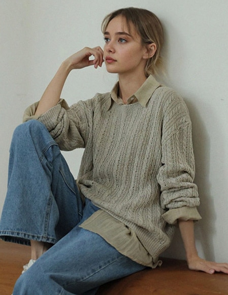 エリンクボートネックニットトップス