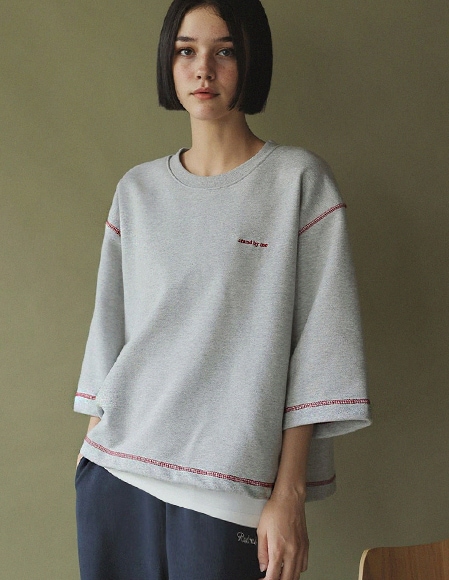 [RR]カバーステッチ刺繍7分丈トップス