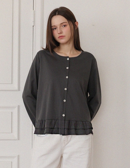 フリルジャージーカーディガン