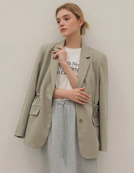 [RR]ドロストリングジャケット_oatベージュ