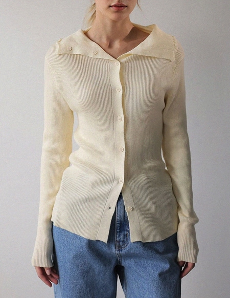 アレンフリルリブ編みカーディガン