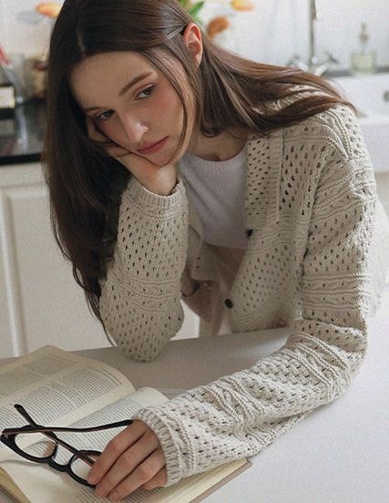 ビーククラシックアイレットニットカーディガン