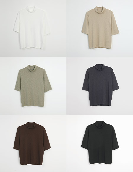 [RR]モダルスパンモックネック5部トップス