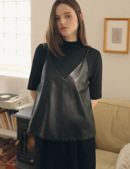 エリアンレザーレイヤードトップス