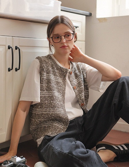 ユノ S/T メランジニットベスト