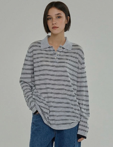 ジェリンクラシックS/T襟付きニットトップス