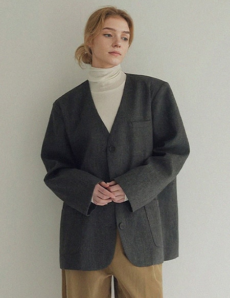 送料無料🌈[RR]エノ ブレンドノーカラージャケット