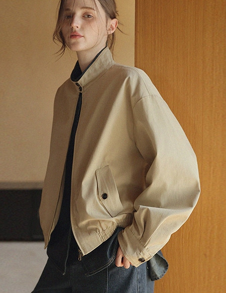[RR]ヘリテージ配色コットンブルーゾン_ベージュ