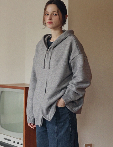 シーゼンルーズフィットニットパーカジップアップ