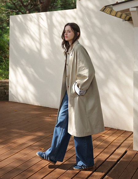 [RR]リーク配色トレンチ_ベージュ