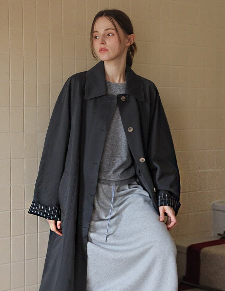 [RR]リーク配色トレンチ_ash black