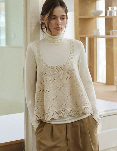 リブアイレットウールニットベスト