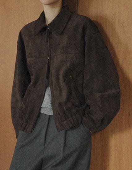 [RR]ベッカジップアップスエードブルーゾン_brown