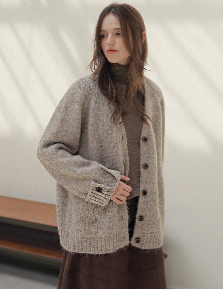 ミューオンウールルーズフィットロールアップカーディガン