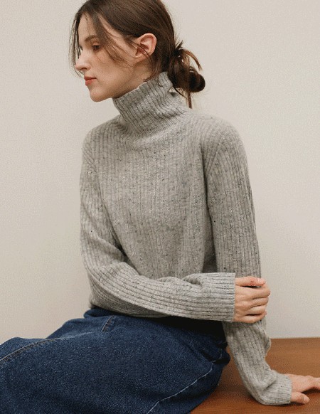 RR]クッキーホールガーメントウールリブ編みハイネック