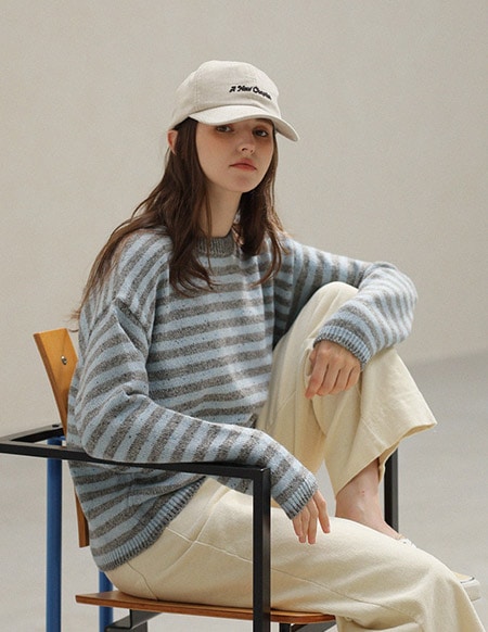 オードボカシS/T配色ニットトップス