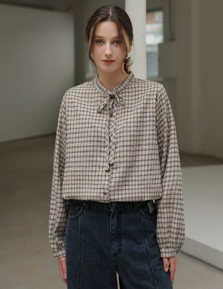 [RR]モリアピーチチェックブラウス