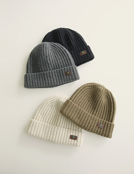 ビンフ ウールリブ編みビーニー