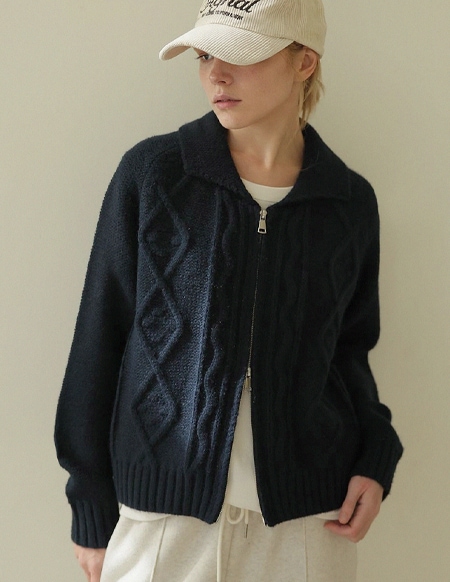 アルモケーブルジップアップカーディガン