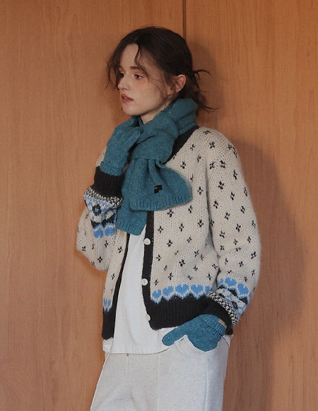 カロノルディック配色カーディガン