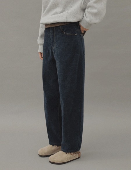 [RR]654スパンヤン起毛バレルレッグジーンズ