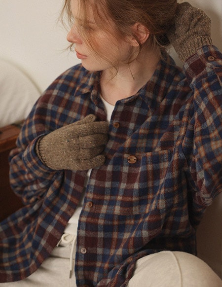 [RR]ヴィンテージコイン起毛チェックシャツ_navy