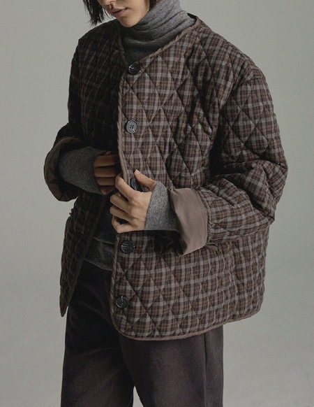 ベッキーキルティングラウンドチェックブルゾン