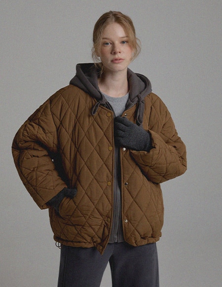 [RR]フードレイヤードキルティングパッド入り_brown