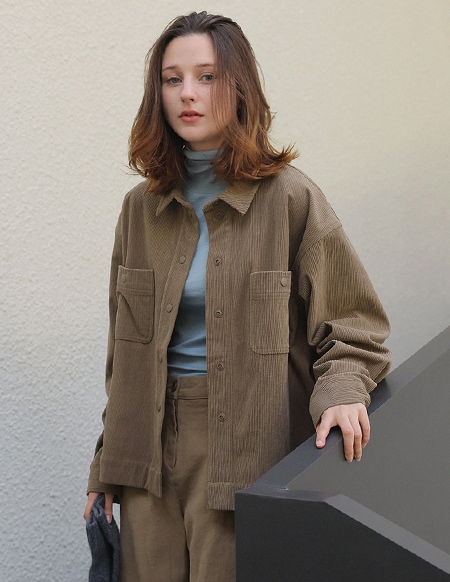 RR]ラックスコーデュロイシャツジャケット_ash beige