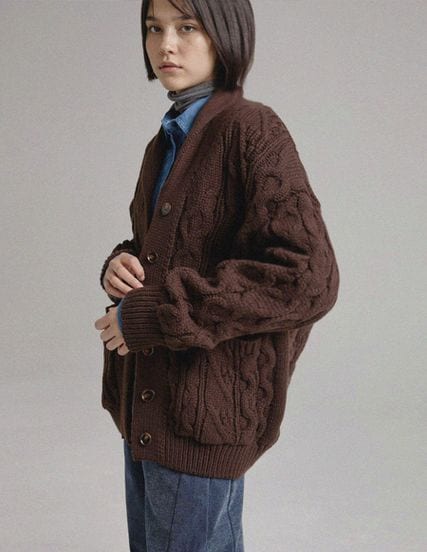 コークケーブルショールカラーカーディガン