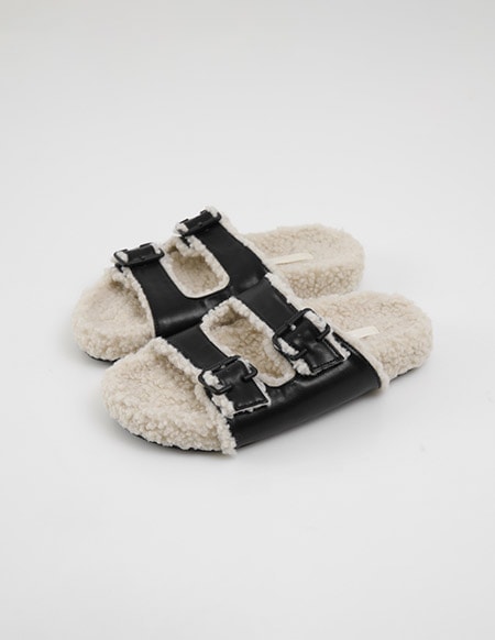 ラインバックルファースリッパ