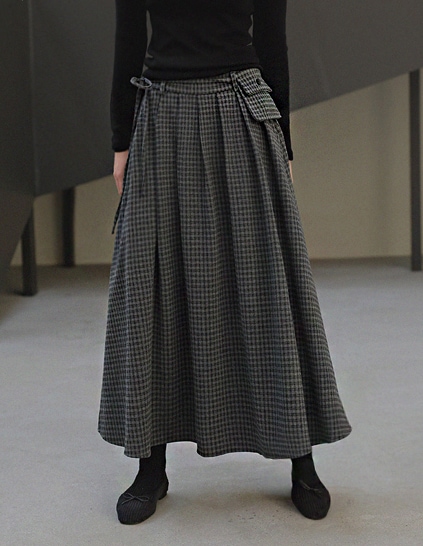 フレンチチェックフレアスカート(ポケット紐SET)