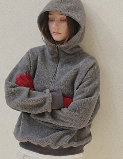 [RR]ピコボアフリースフード付きトップス