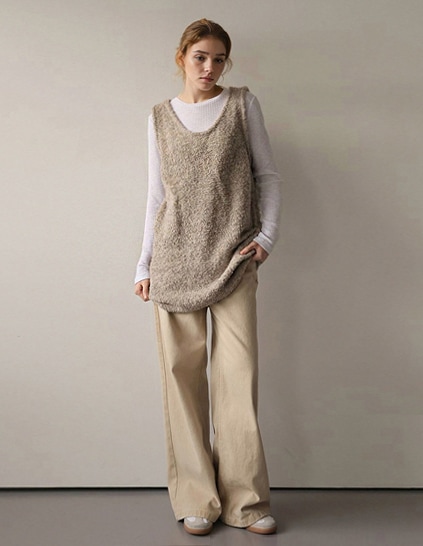 ポニーWOOLブークレロングベスト