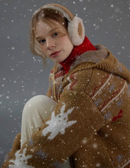 ヨニウールノルディックフード付きジップアップ