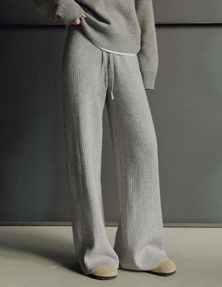 アントファー裏地付きバンディングニットパンツ