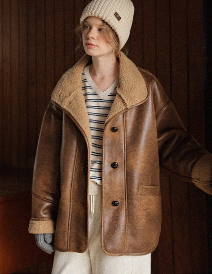 ユキダブルレザーマスタングジャケット_brown