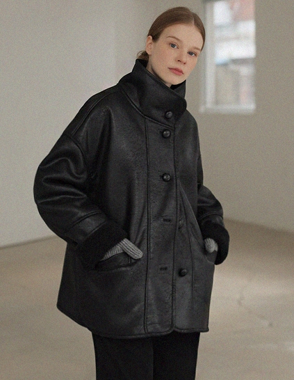 ユキダブルレザーマスタングジャケット_black