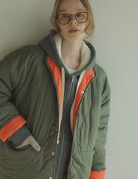 カラーリングリバーシブルキルティングジャンパー