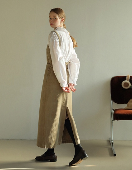 カニッツコーデュロイスリットワンピース