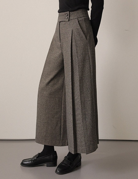 ルアッツ ウール ピンタック キュロットパンツ