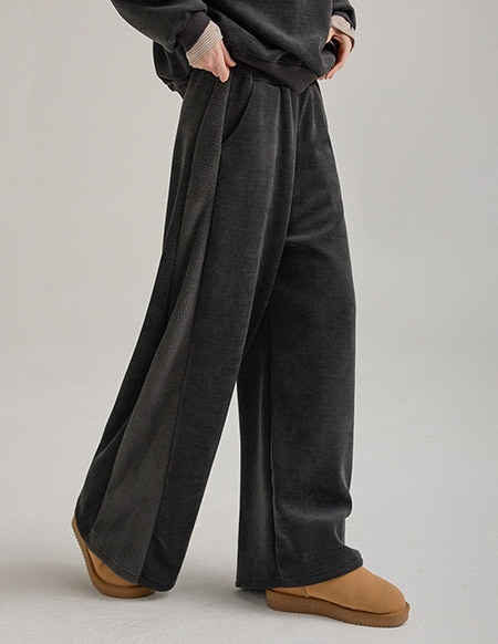 トピン ブークレ起毛 バンディングイージーパンツ